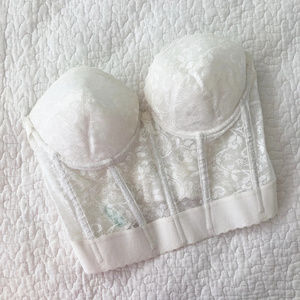 Bustier Strapless Bra - White lace